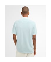 Men's Barbour Washed Tartan Tailored Fit Pique Polo Shirt - Washed Sky