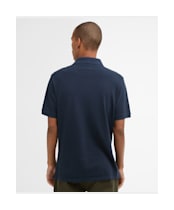 Men's Barbour Washed Tartan Tailored Fit Pique Polo Shirt - Washed Navy