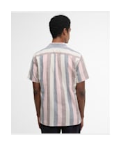 Men's Barbour Portwell Short Sleeve Summer Fit Linen Blend Shirt - Pink