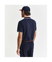 Men's GANT Tipped Pique Rugger Short Sleeve Cotton Polo Shirt - Evening Blue