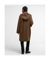 Women's Barbour Melody Check Wool Duffle Coat - Brown / Orange Check / Hessian Tartan