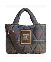 Women's Barbour Tartan Arlene Mini Quilted Tote Bag - Shadow Classic Tartan