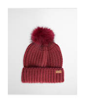 Women's Barbour Saltburn Scarf and Beanie Set - Cranberry