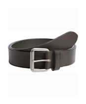 Men's Barbour Allanton Leather Belt - Dark Olive