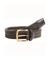 Men's Barbour Stretch Leather Belt - Dark Olive