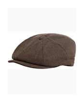 Men's Barbour Fyne Tweed Baker Boy Cap - Dark Brown
