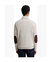 Men's Barbour Patch Half Button Lambswool Sweater - Light Grey Marl