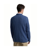 Men's Barbour Lowfen Cable Crew Neck Jumper - Deep Blue