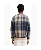Men's Barbour Hunham Tartan V-Neck Knitted Jumper - Stone