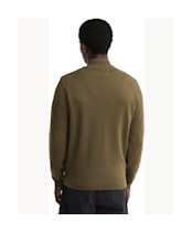 Men's Barbour Quilted Front Knitted Zip Through Jumper - Olive