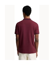 Men's Barbour Lunan Tartan Trimmed Tailored Polo Shirt - Dark Bordeaux