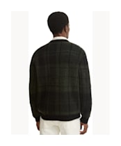 Men's Barbour Hunham Tartan V-Neck Knitted Jumper - Black