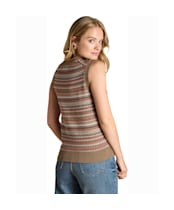 Women's Joules Fairisle V-Neck Tank Top - Tan Brown