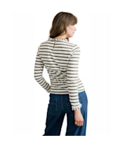 Women's Lily & Me Marnie Stripe Top - Olive / Ecru