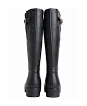 Women's Barbour Leighton Tartan Tall Wellingtons - Black
