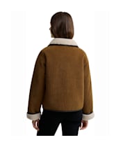 Women's Barbour Penny Fleece Casual Jacket - Tan / Ecru