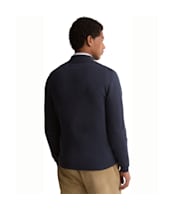 Men's Barbour Quilted Front Knitted Zip Through Jumper - Navy