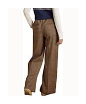  Women's Joules Albury Wide Leg Trousers - Brown Dogtooth