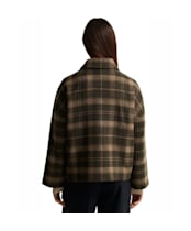 Women's Barbour Myla Checked Wool Coat - Olive / Biscuit Check