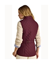 Women's Joules Minx Diamond Showerproof Quilt Gilet -  Dark Red