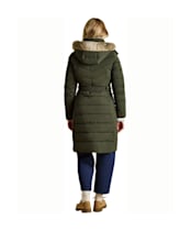 Women's Joules Aspen Showerproof Longline Padded Coat - Dark Green
