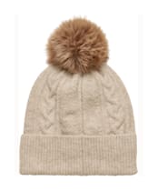 Women's Joules Cable Knit Bobble Hat - Oatmeal