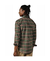 Men's Aubin Merton Brushed Oxford Button Down Shirt - Green Check