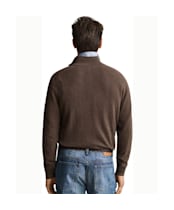  Men's GANT Herringbone Texture Half Zip Sweater - Brown Melange