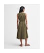 Women's Barbour Rutherglen Button Through Cotton Linen Blend Midi Dress - Khaki