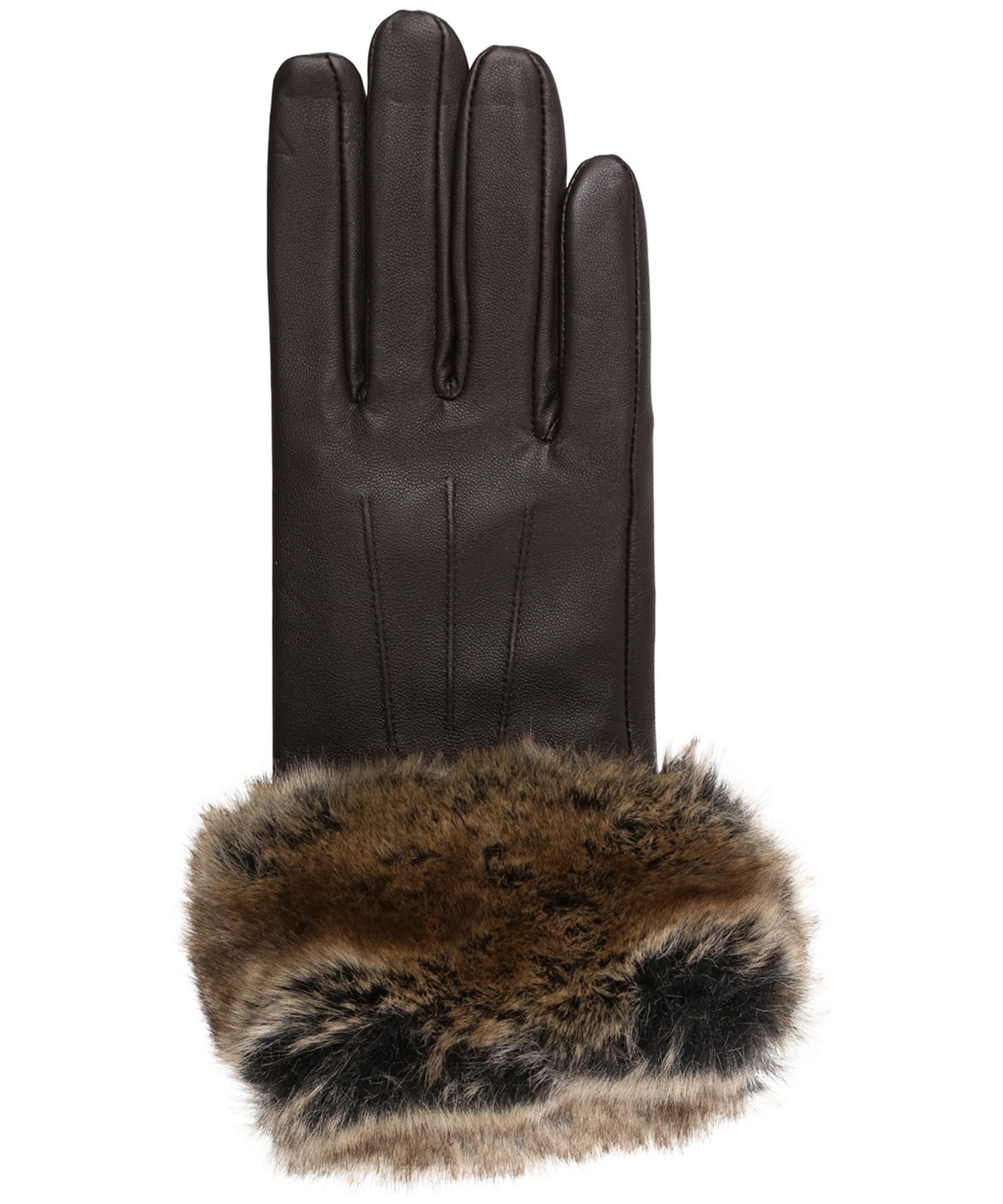 Women's Barbour Fur Trimmed Leather Gloves