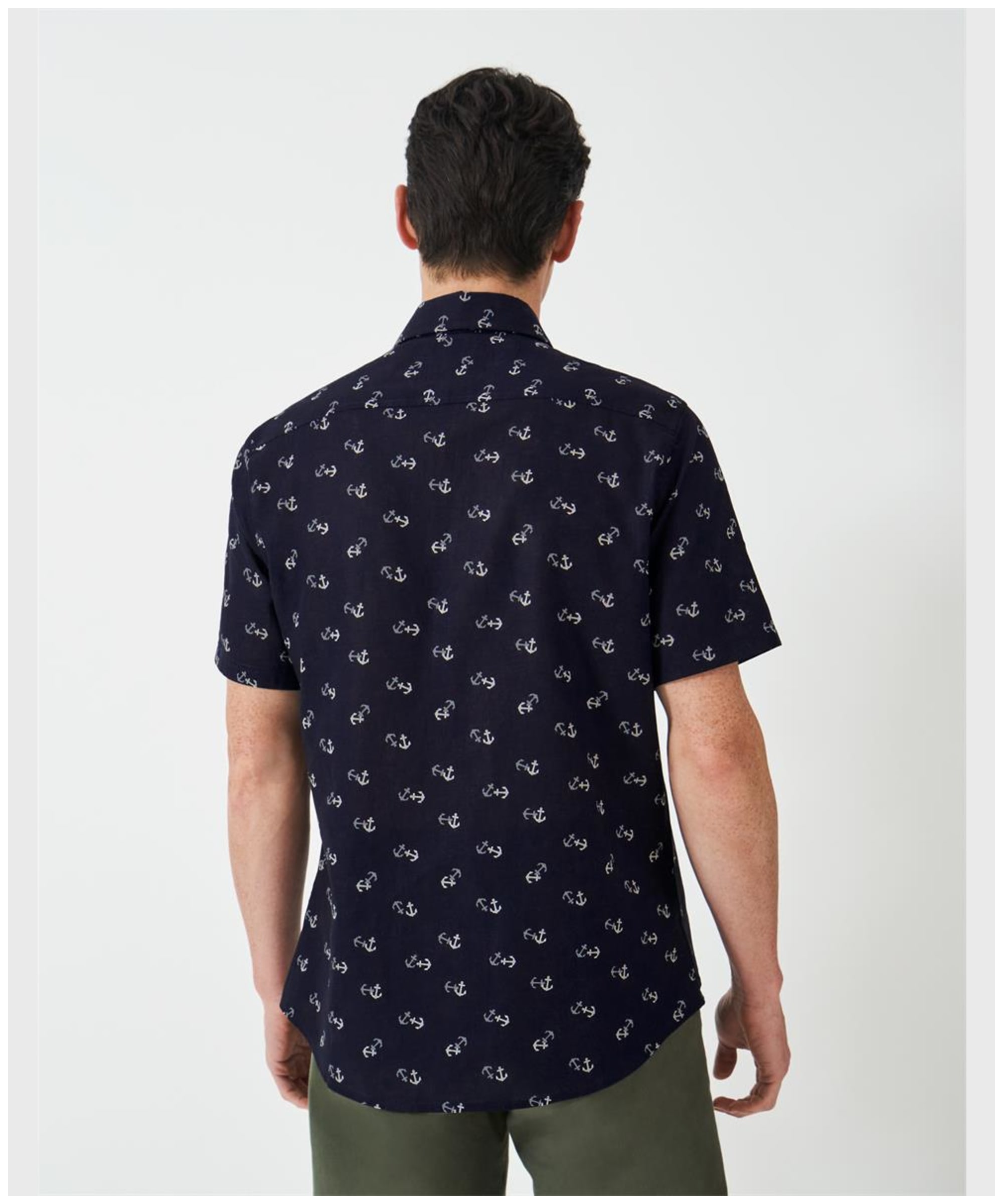 cotton blend grey anchor print shirt mens ... L,,,