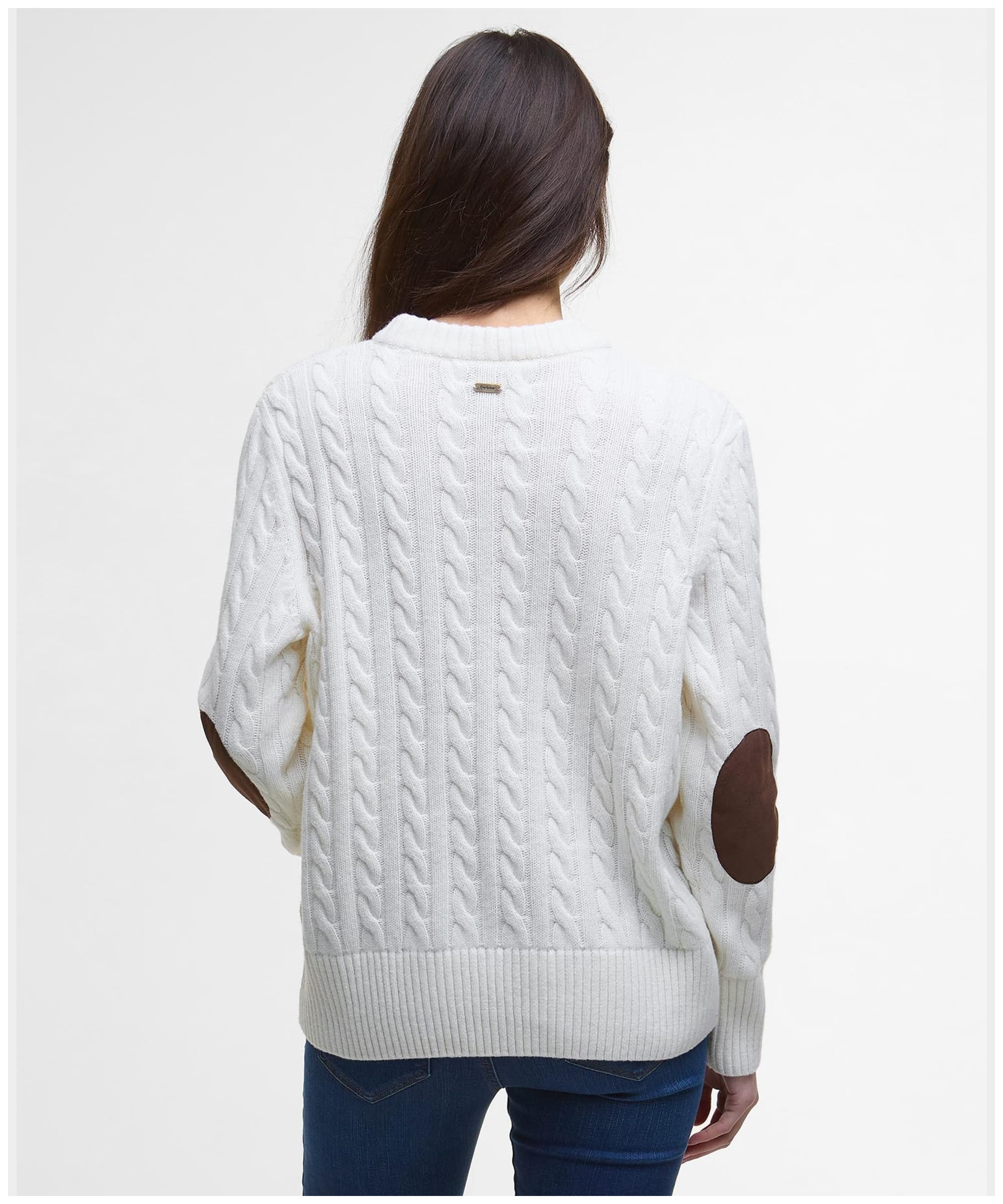 Women's Cable Knit Sweater With Elbow Patches Cable Knit