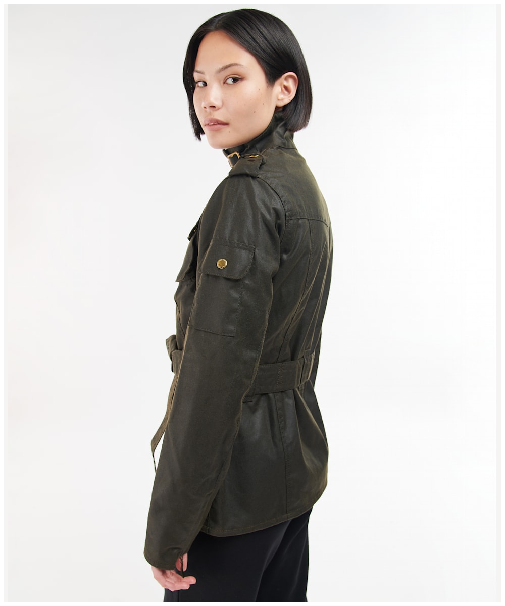 Women's barbour international waxed jacket cheap