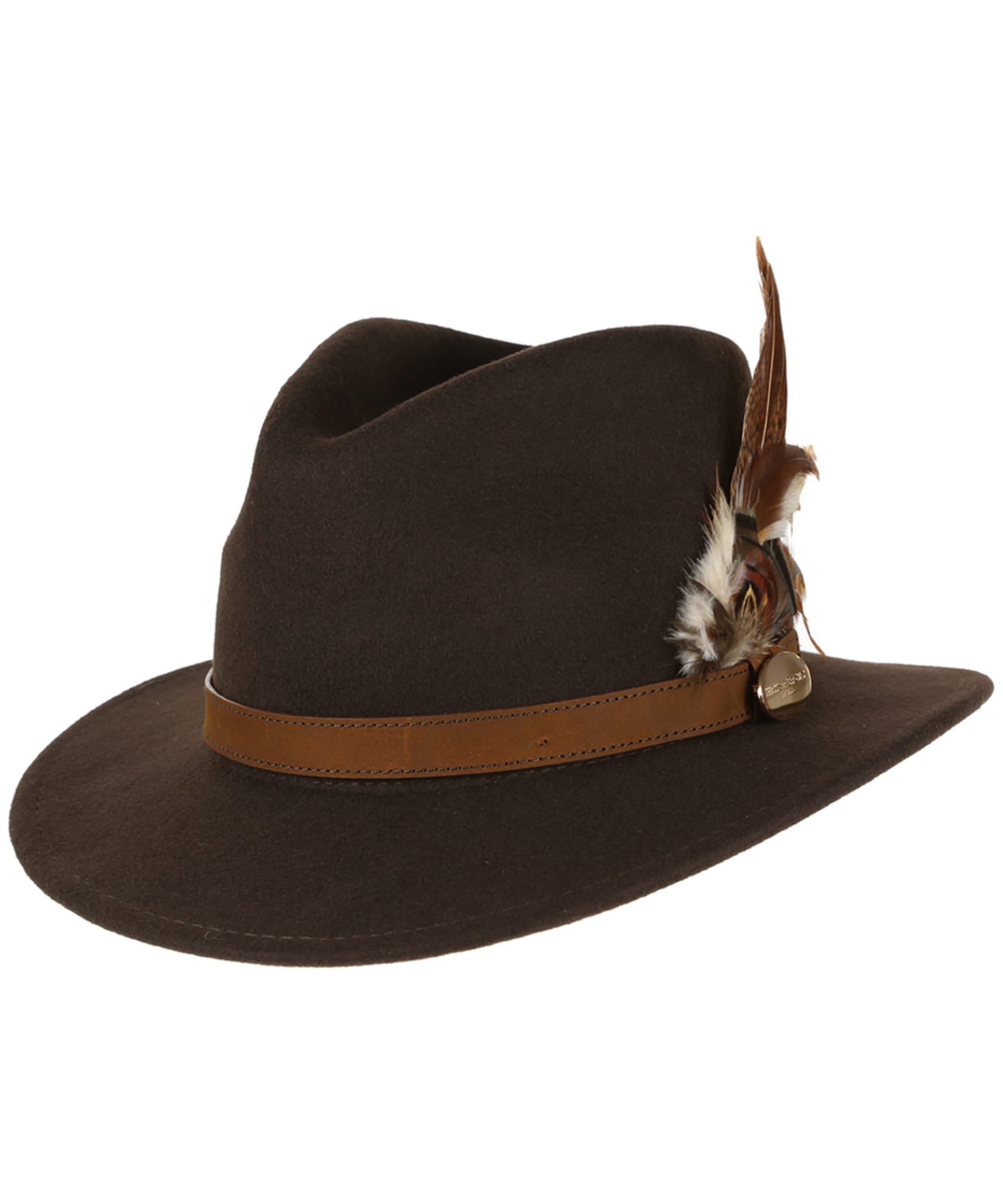 Hicks & Brown T Suffolk Fedora Dark Brown Classic Feather HBSF3BR main image 1