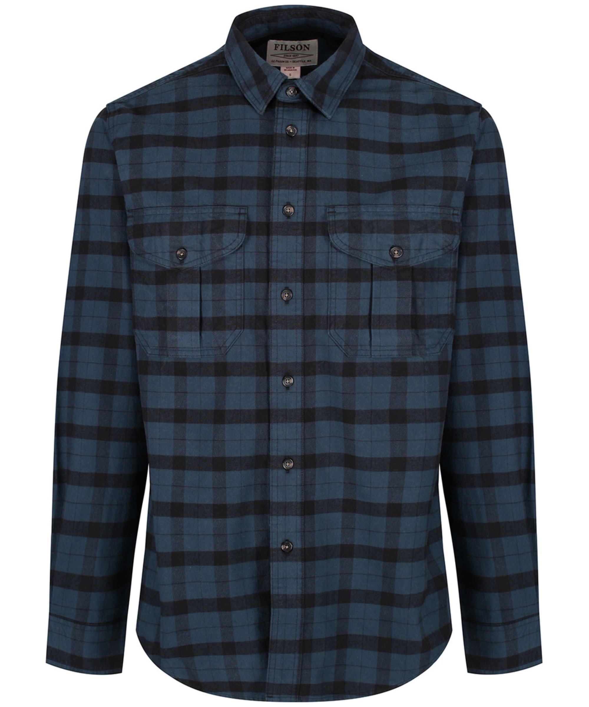 View Mens Filson Flannel Cotton Alaskan Guide Shirt Midnight Black UK S information