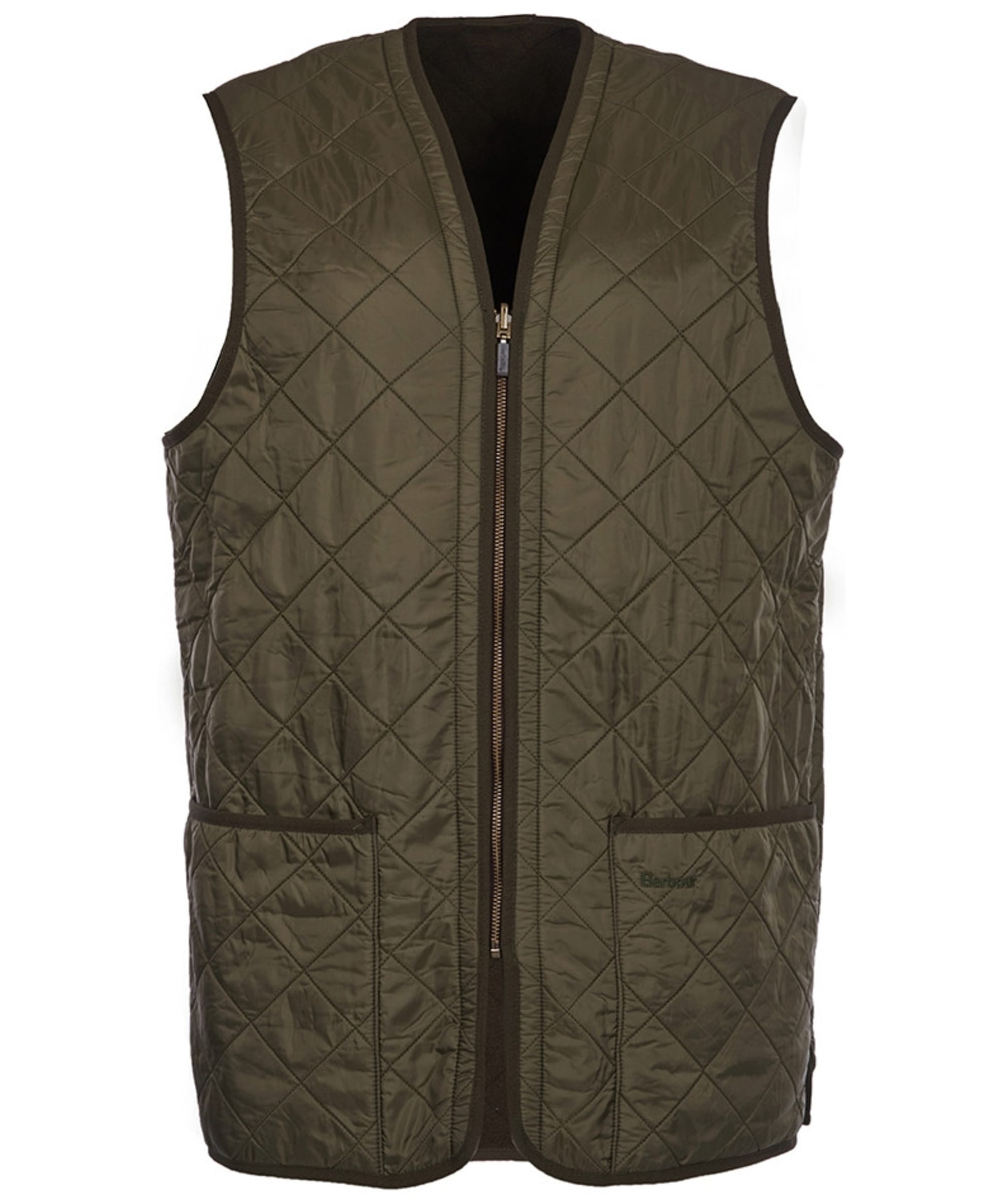 トップス BARBOUR QUILTED WAISTCOAT/ZIP 36 Barbour Mens Waistcoat/Zip-in Liner - Quilted 36 Olive at