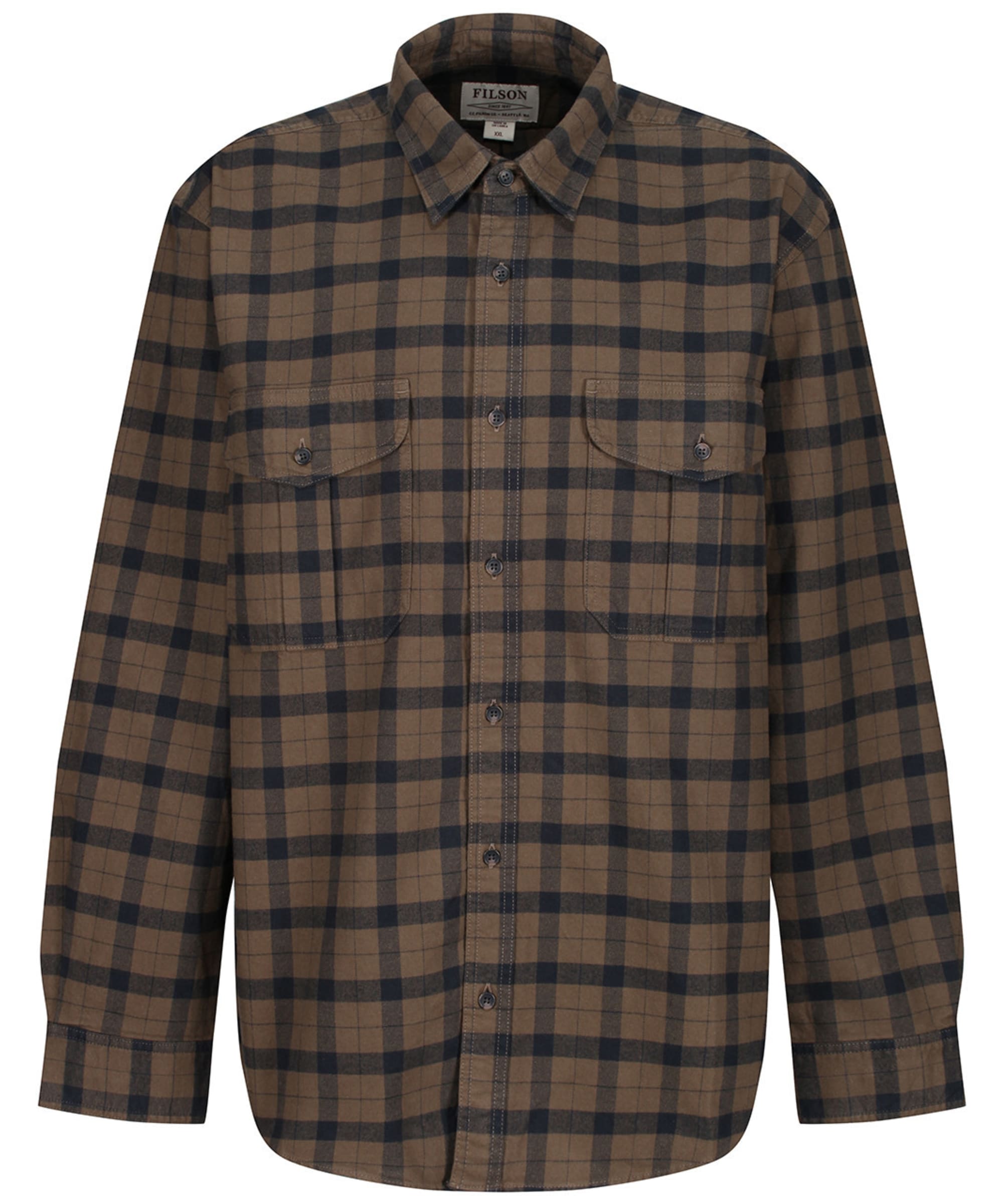 View Mens Filson Flannel Cotton Alaskan Guide Shirt Otter Green Black UK S information