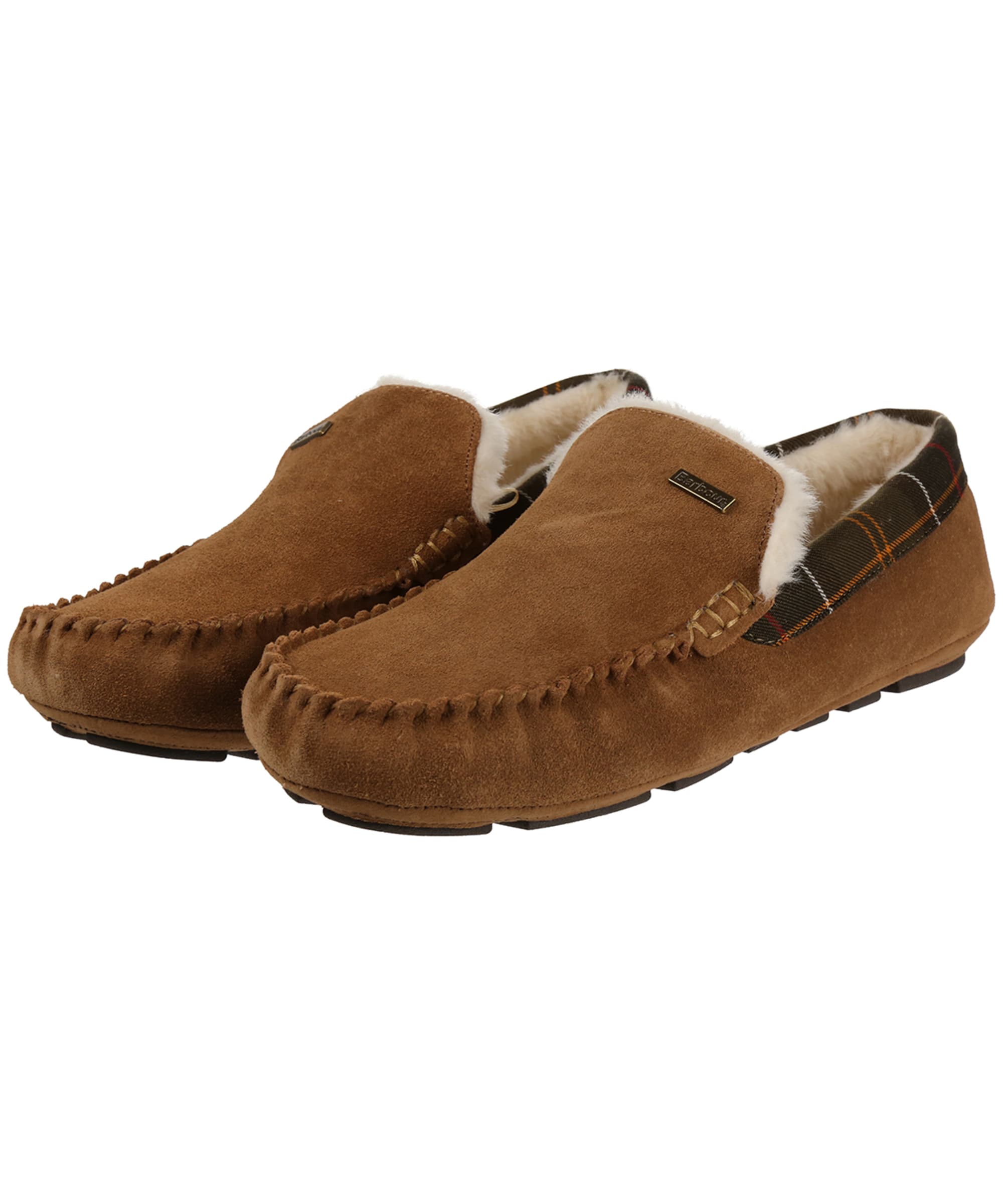 BARBOUR MONTY BROWN SUEDE SHEARLING SLIPPERS SIZE M7 W9 Barbour Monty Men main image 2