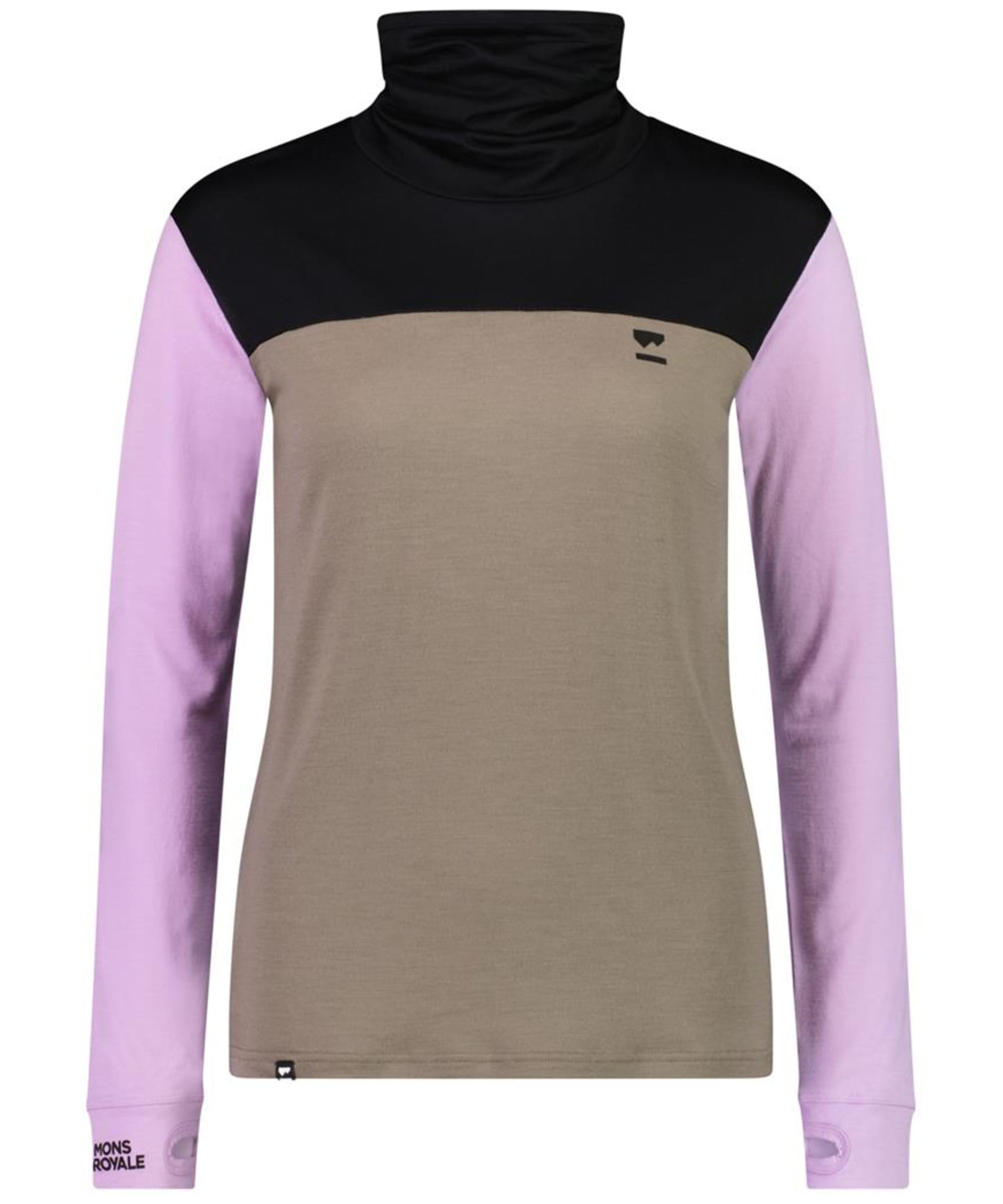 View Womens Mons Royale Yotei BF High Neck Merino Wool Top Orchid Dawn XS information