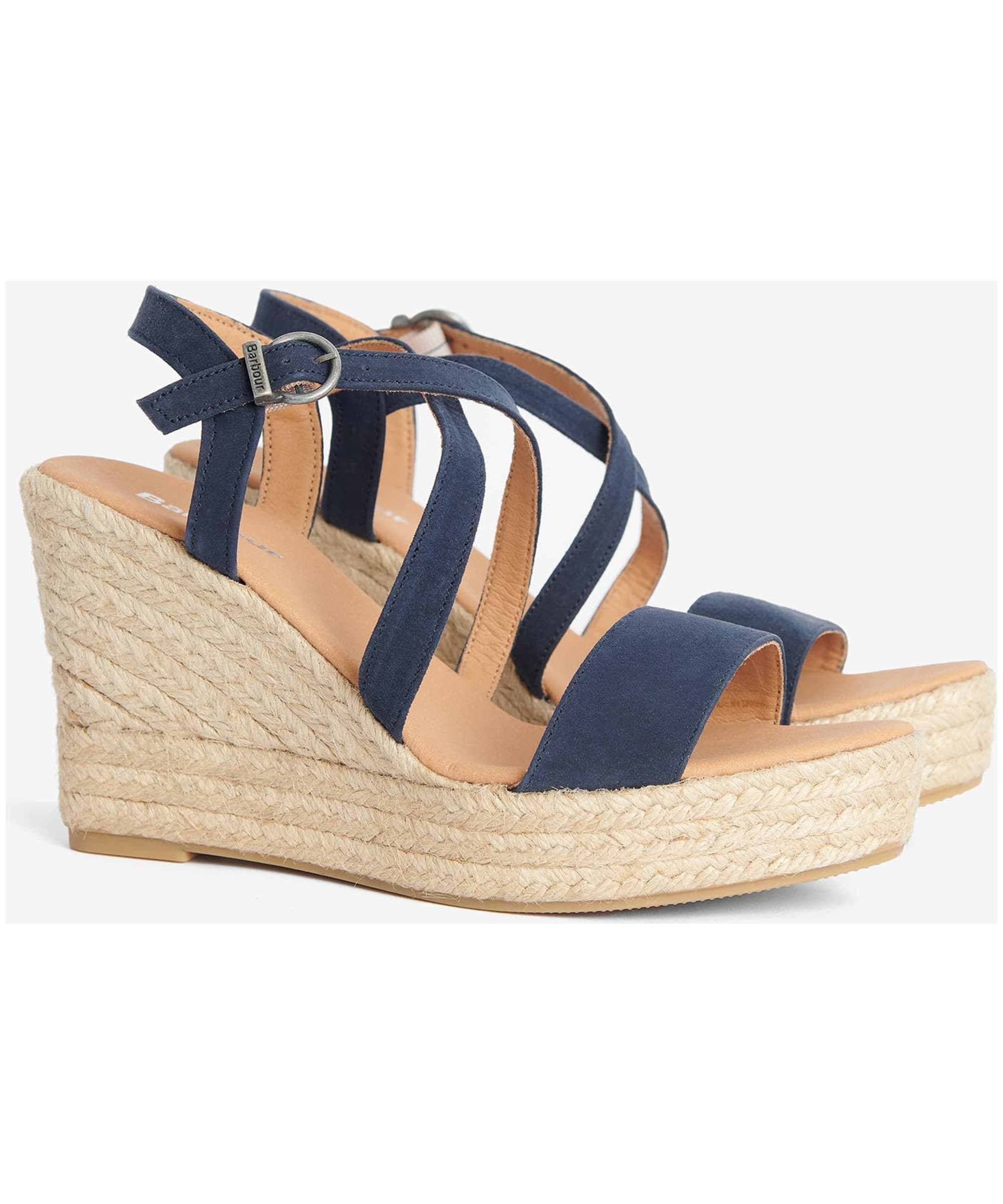 Women's Barbour Lucia Leather Espadrille Wedge Sandals