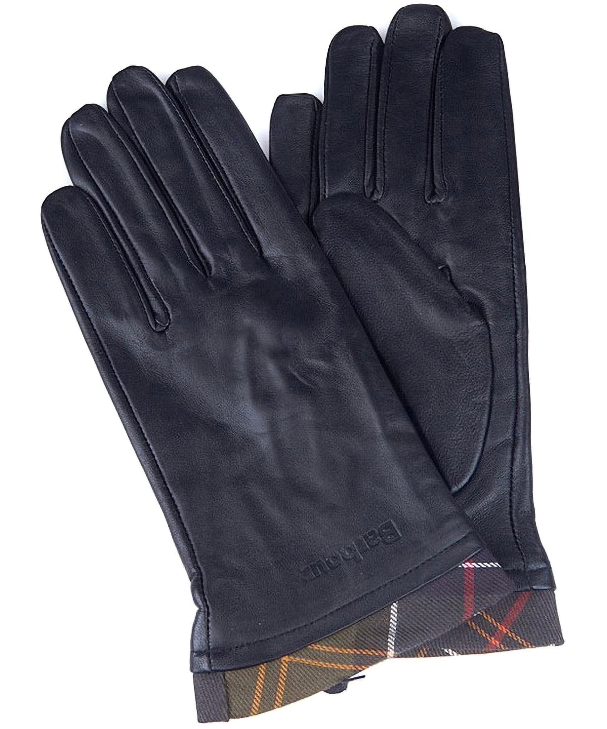 Women's Barbour Tartan Trimmed Leather Gloves