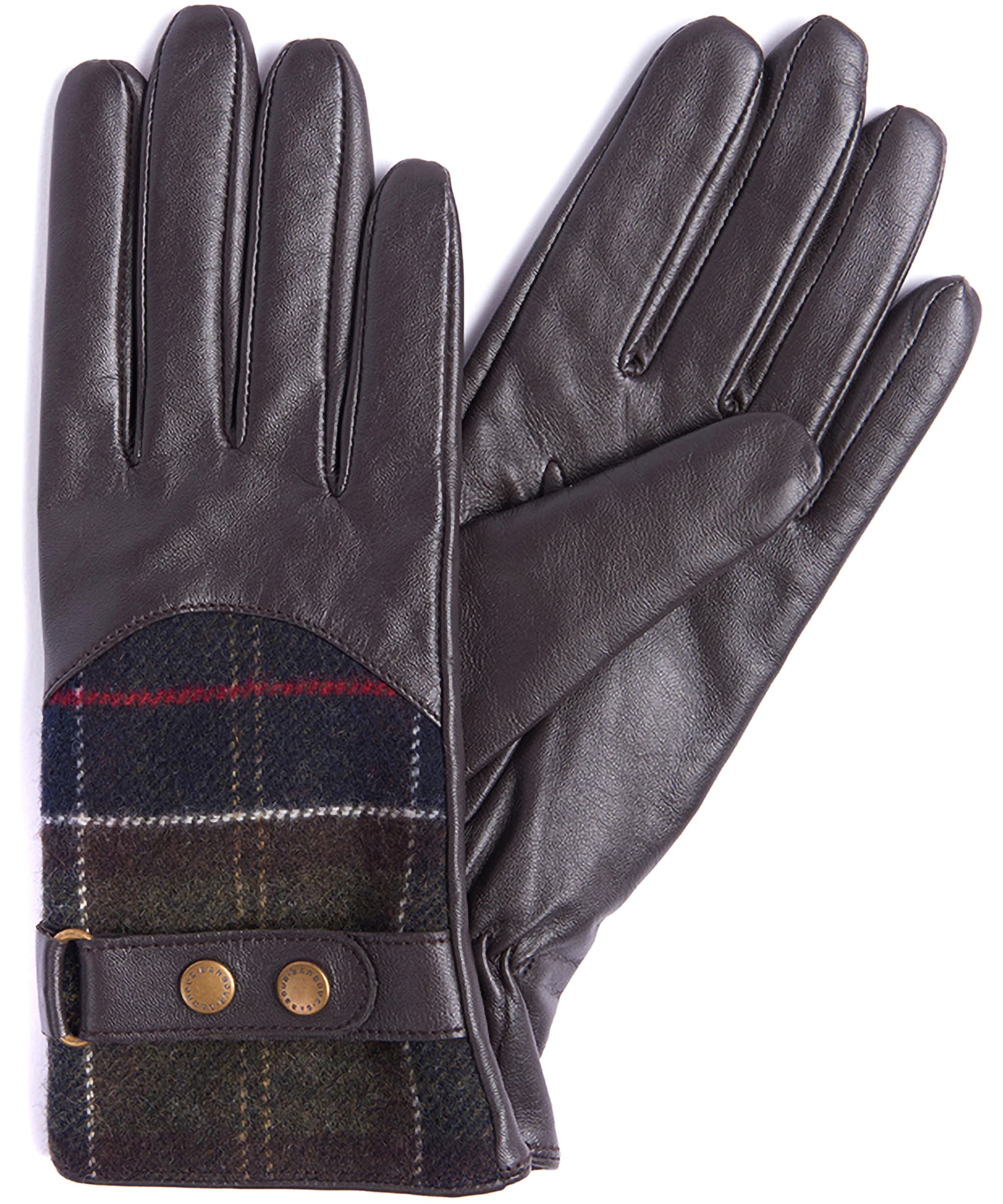 Tartan Barbour Ladies Leather Gloves Women's Barbour Dee Leather - Main Image