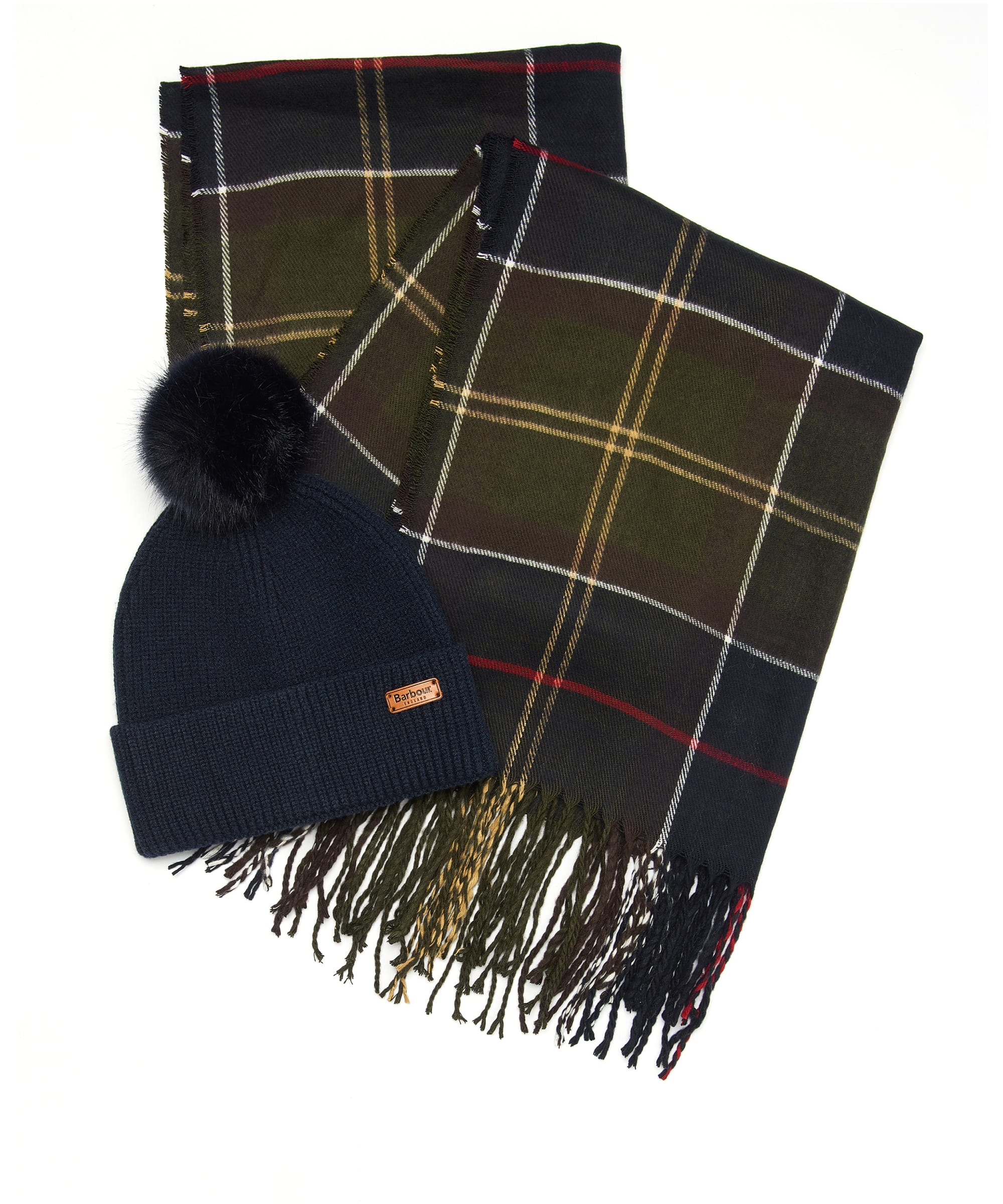 Women's Barbour Dover Beanie Hailes Scarf Gift Set