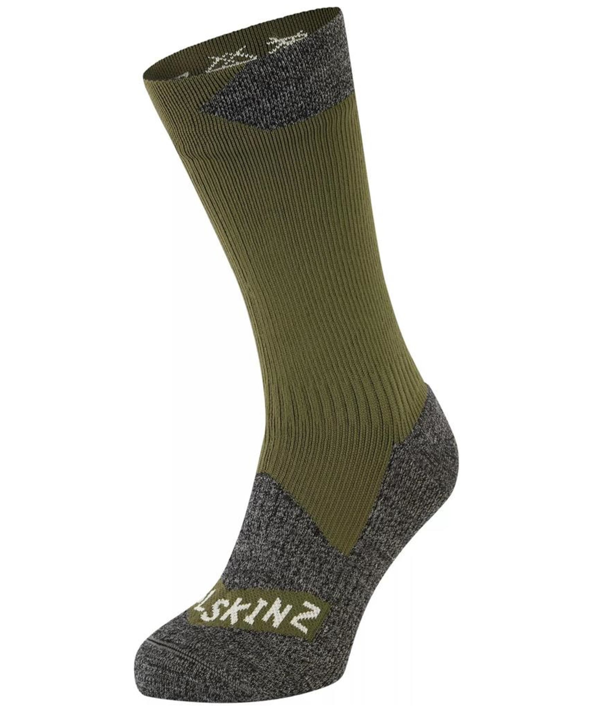 View SealSkinz Raynham Waterproof All Weather Mid Length Socks Olive Grey Marl UK 35 information