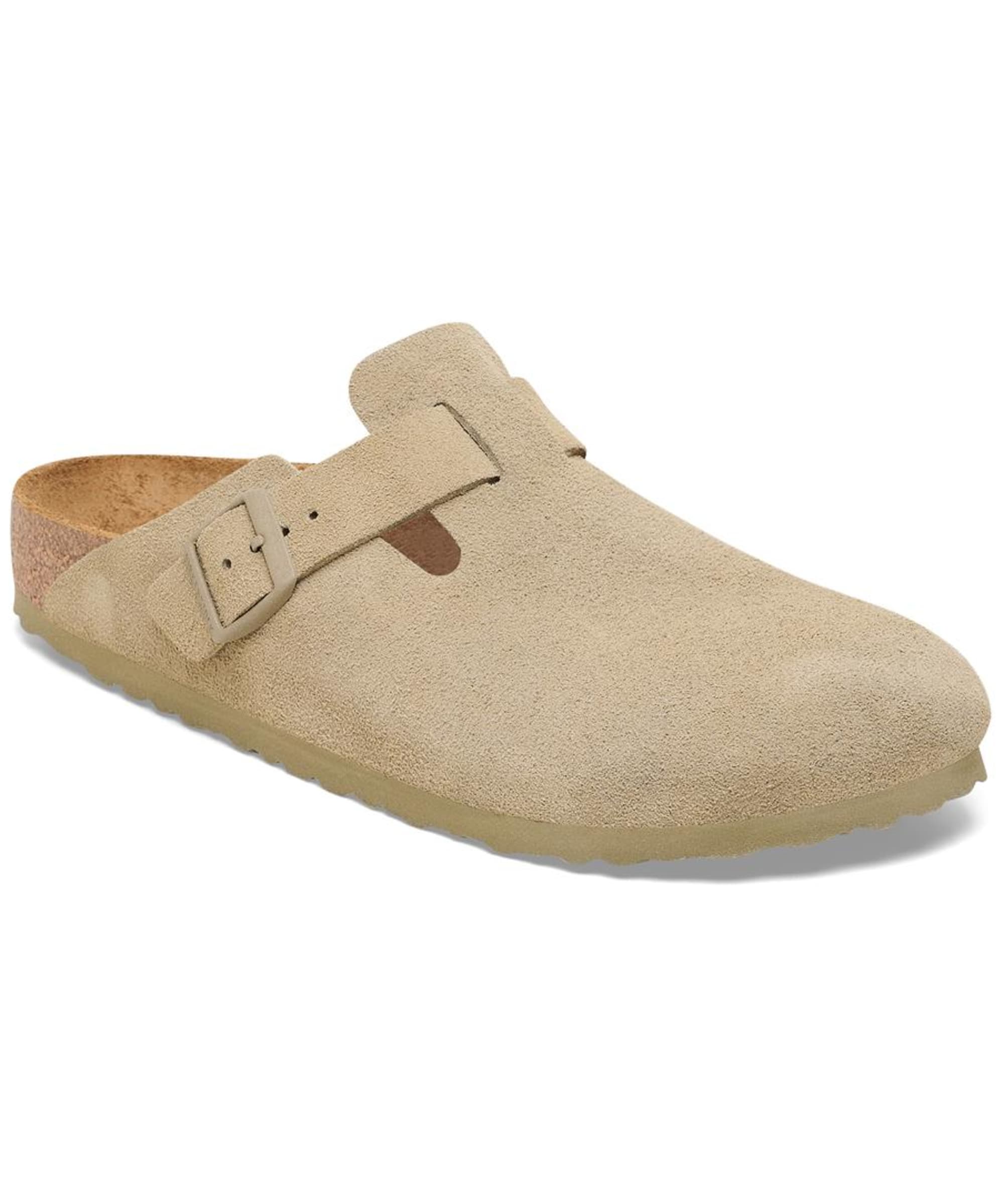 Birkenstock Boston Suede Leather Clogs Regular Footbed