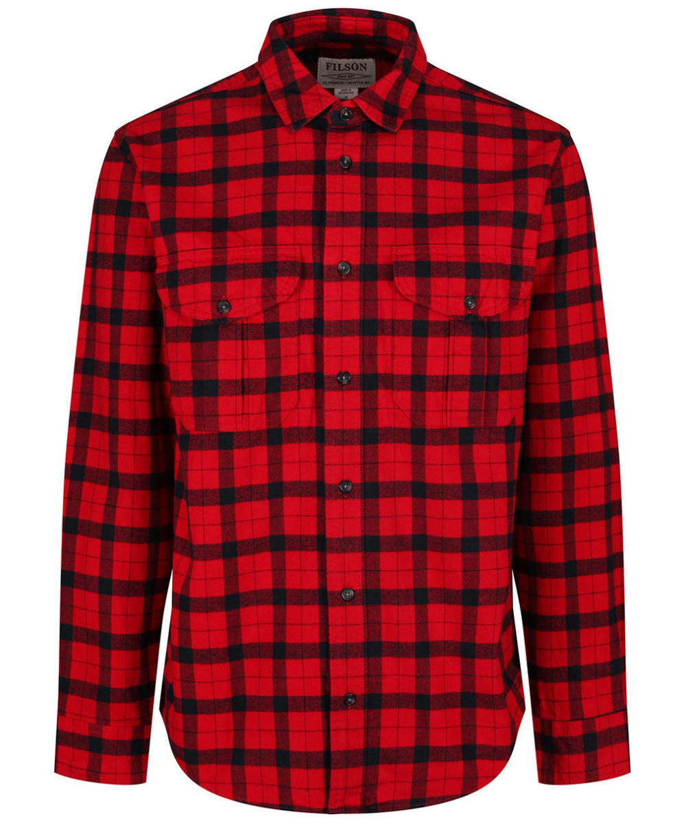 View Mens Filson Flannel Cotton Alaskan Guide Shirt Red Black Plaid UK M information