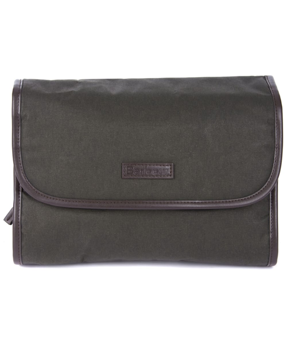 View Mens Barbour Wax Hanging Washbag Olive One size information