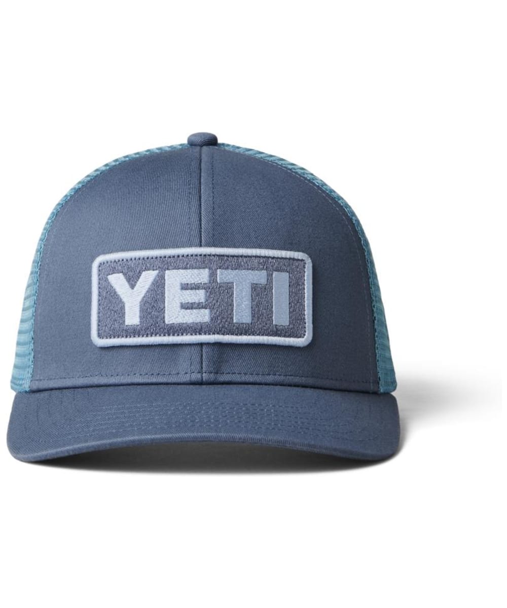 View YETI Logo Badge Adjustable Back Snap Trucker Hat Indigo One size information