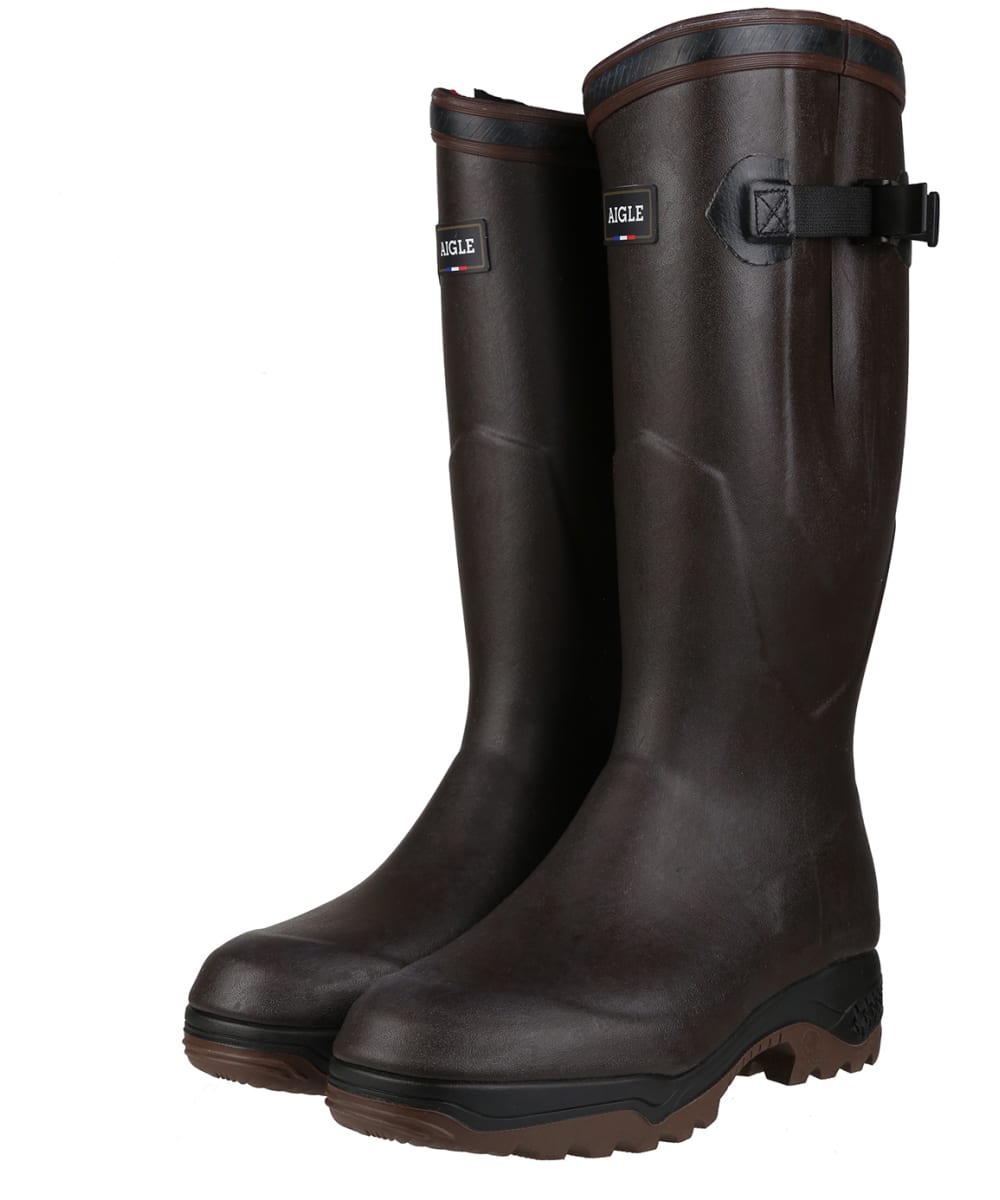 View Aigle Parcours 2 ISO Neoprene Lined Adjustable Fit Tall Wellington Boots Brown UK 11 information
