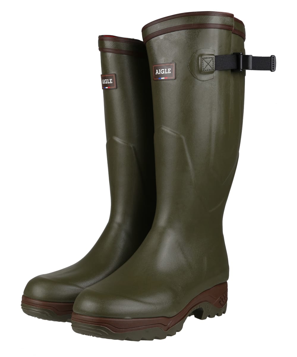 View Aigle Parcours 2 ISO Neoprene Lined Adjustable Fit Tall Wellington Boots Khaki UK 5 information